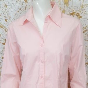 LOFT long sleeve button down pink shirt size 6